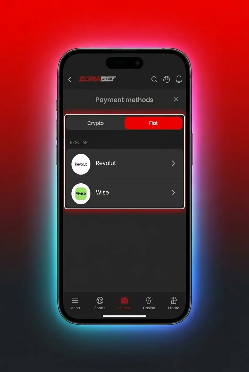 ZoraBet deposit guide for Serbian players showing step-by-step cashier funding process with payment method options