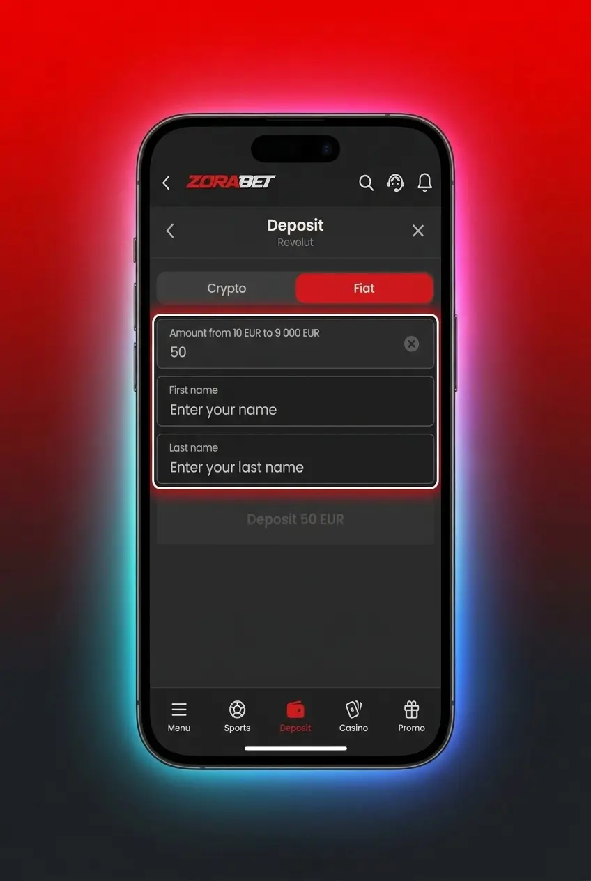 ZoraBet deposit guide for Serbian players showing step-by-step funding process with payment methods like Visa, Skrill, and Google Pay